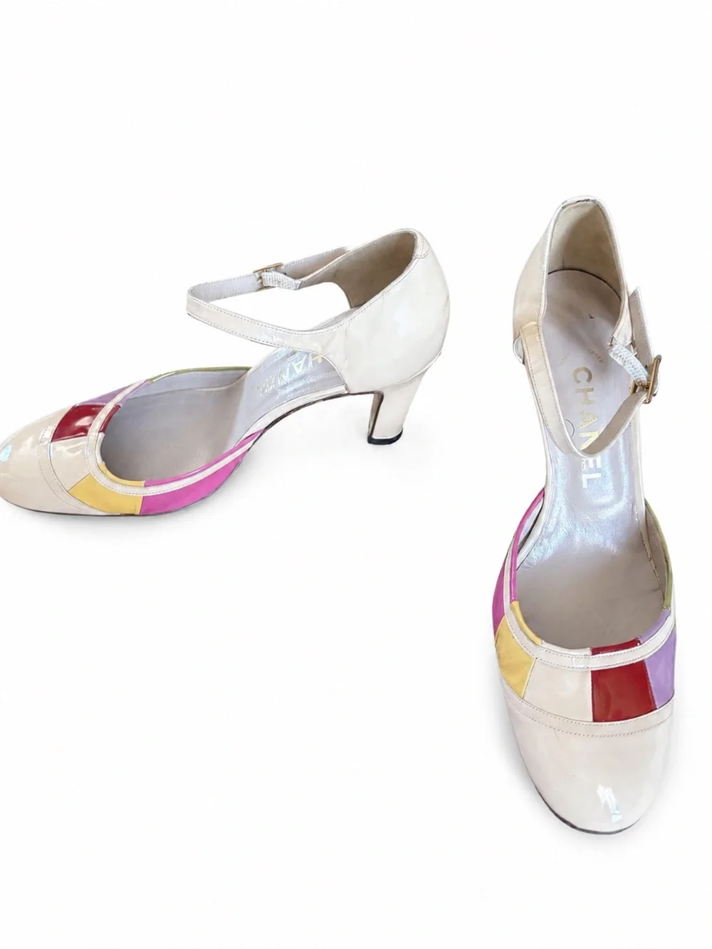Vintage CHANEL Y2K Leather Mary Jane Heels
